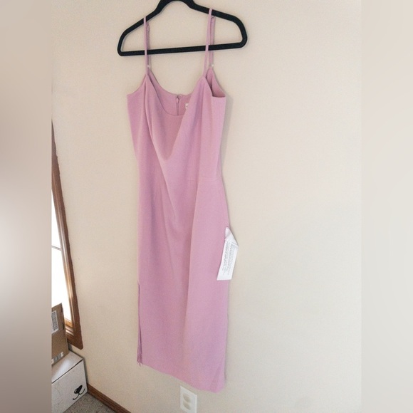 NEW Anthropologie Dress The Population Rory Side-Fringe Midi Dress Pink Rose - Picture 5 of 16